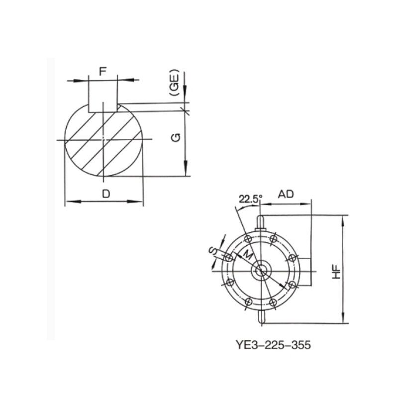 立式安裝、機(jī)座不帶底腳、端蓋上有凸緣的電動(dòng)機(jī)